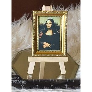 Doll House Mona Lisa framed portrait with art easel mini artworks new